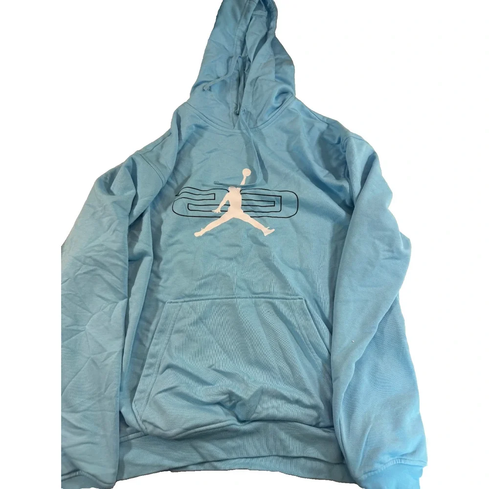 Jordan Sport Crossover Hoodie Men's Size M Blue Chill Fleece Dri-FIT Pullover